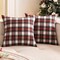 Christmas Set of 2 Scottish Tartan Throw Pillow Covers Farmhouse Classic Plaid Decorative Couch Pillows Home Decor for Sofa Living Room Bed 18x18 Inch, Red and White